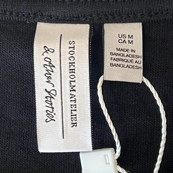 & Other Stories Cotton Sleeveless Tank Top Black Tee NWT - Picture 8 of 12